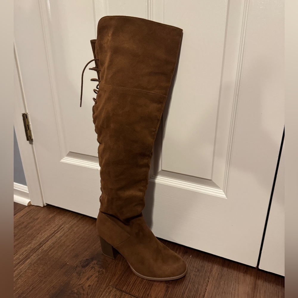 Over the knee, lace up boots